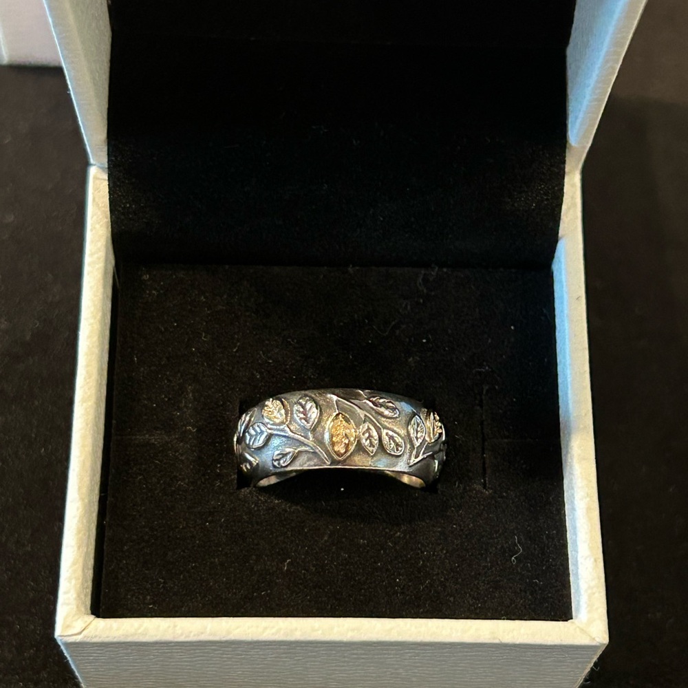 Pandora Tree of Life Silver and 14k Gold Leaf Ring